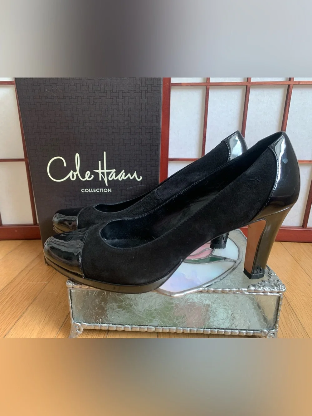 EUC COLE HAAN CARMA OT AIR BLACK LEATHER/SUEDE SPECTATOR PUMPS IN SIZE 8B